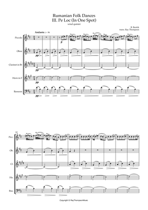 Bartók: Rumanian Folk Dances Sz.56 - 3 Pe Loc (In One Spot) - wind quintet