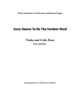 Book cover for Sorry Seems To Be The Hardest Word