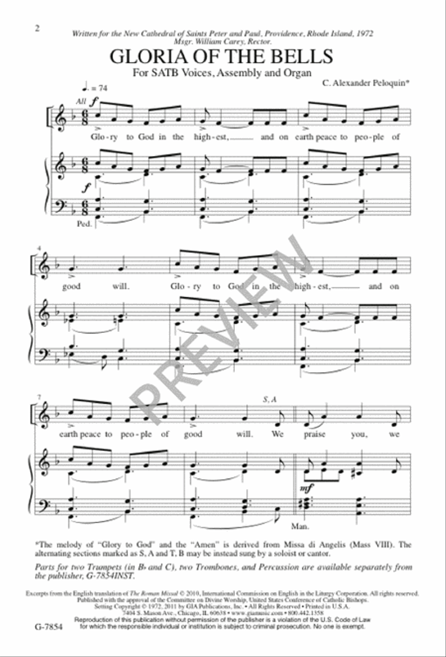 Gloria of the Bells 4-Part scores gallery preview page 2