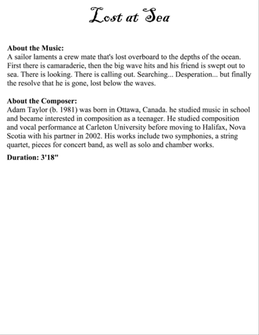 Lost at Sea (A Sailor's Lament) Piano scores gallery preview page 2