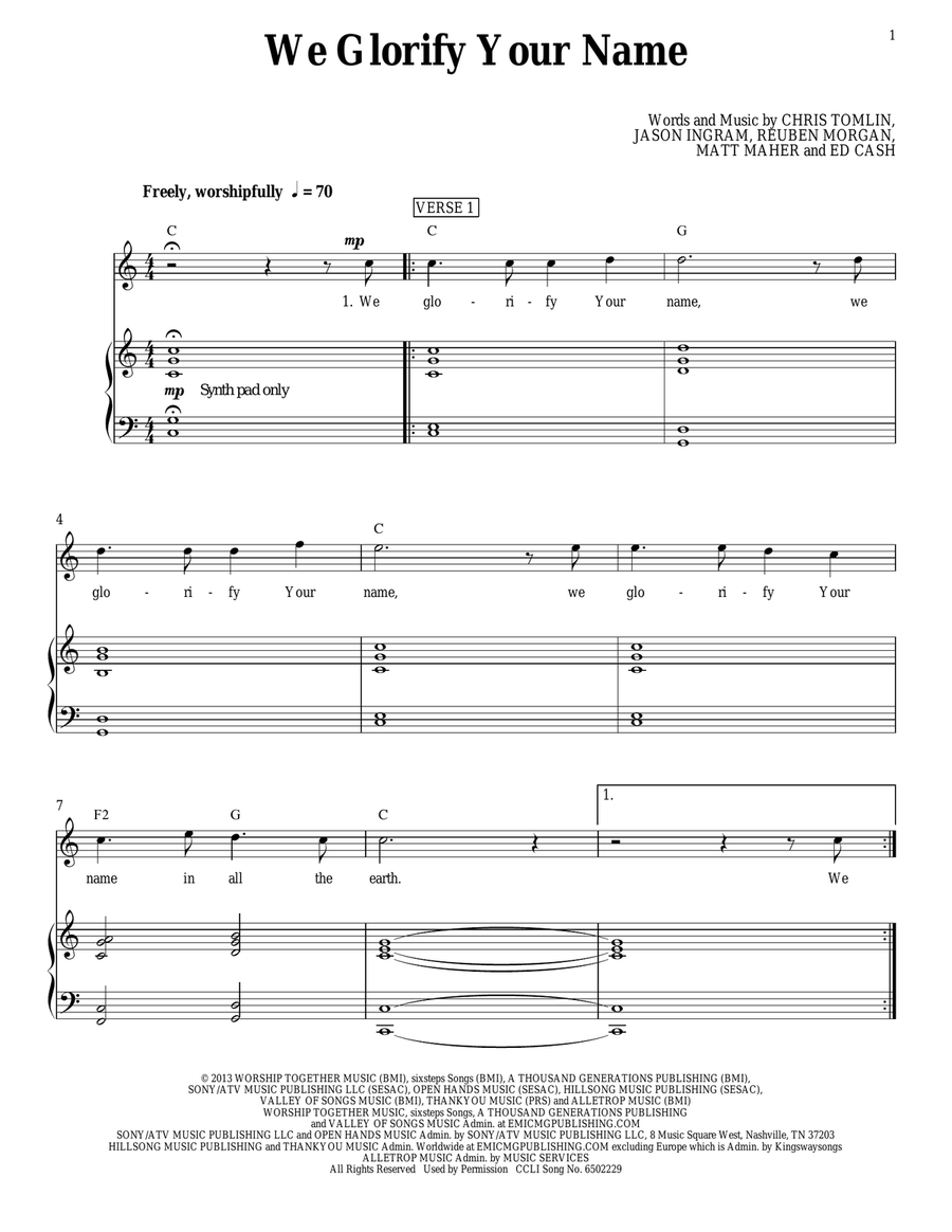 We Glorify Your Name Acoustic Guitar scores gallery preview page 1