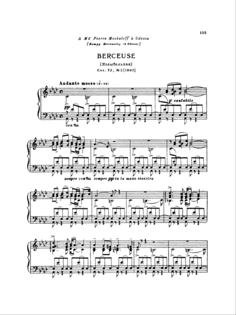 Tchaikovsky: Eighteen Piano Pieces, Op. 72; Aveu Passionne; Valse, Op. 40, No. 9, 1st Version Piano Solo scores gallery preview page 1