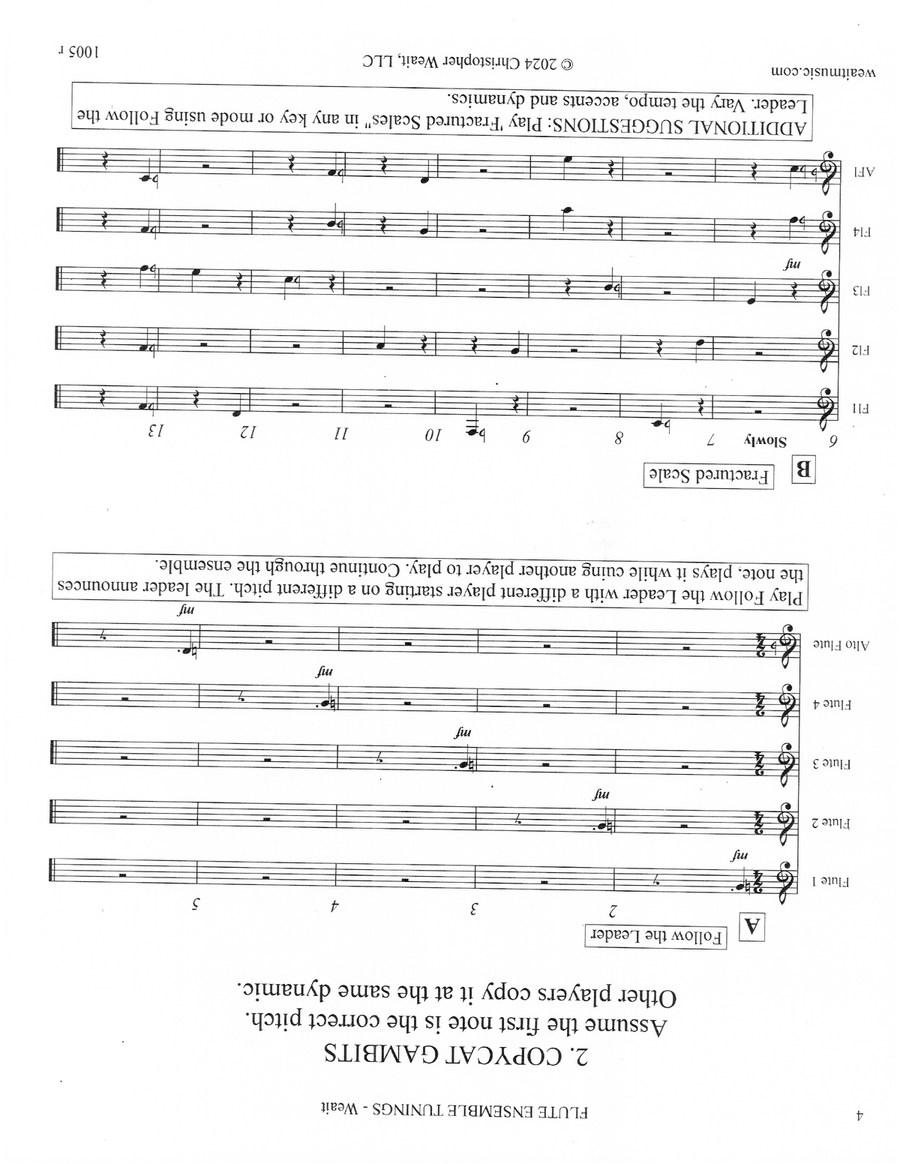 Flute Ensemble Tunings for 4 flutes and optional alto flute (total time 5’) - Score Only Flute Quartet scores gallery preview page 4