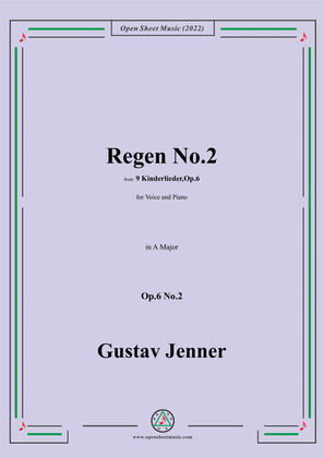 Book cover for Jenner-Regen No.2,in A Major,Op.6 No.2