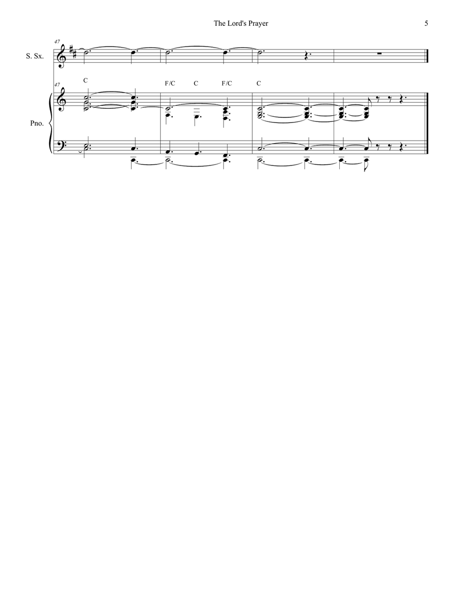 The Lord's Prayer Soprano Saxophone scores gallery preview page 5