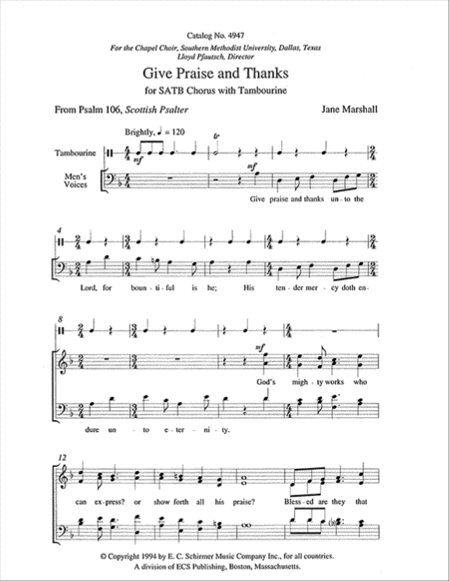Give Praise and Thanks 4-Part scores gallery preview page 1