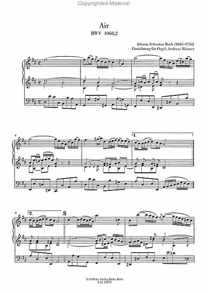 Air D-Dur BWV 1068,2 (für Orgel)