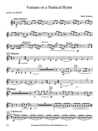 Variations on a Nautical Hymn: 2nd B-flat Clarinet