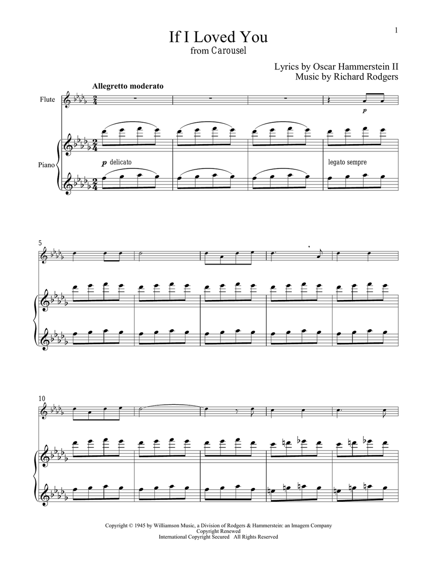 If I Loved You (from Carousel) Flute Solo scores gallery preview page 1