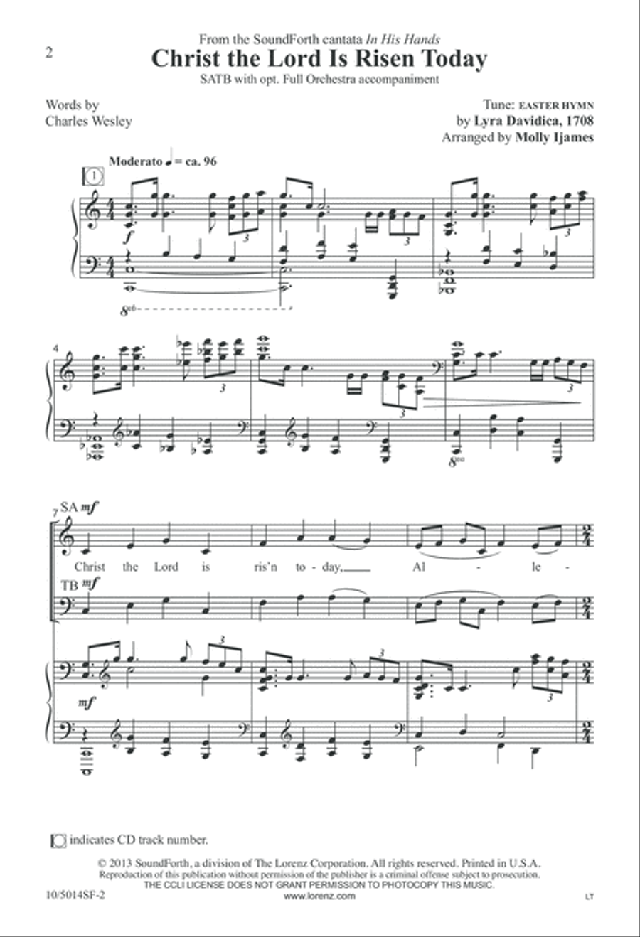 Christ the Lord is Risen Today 4-Part scores gallery preview page 2