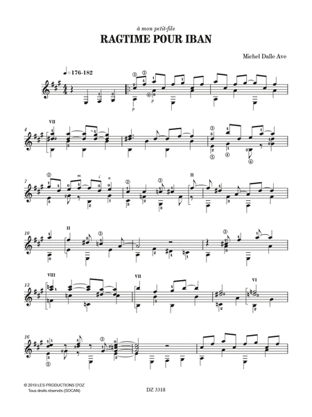 Ragtime pour Iban by Michel Dalle Ave Classical Guitar - Sheet Music