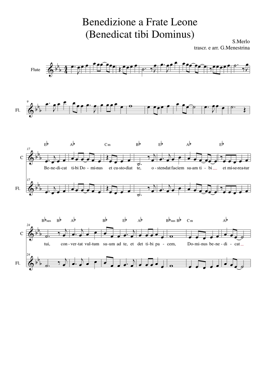 Benedizione a Frate Leone (Benedicat tibi Dominus) 4-Part scores gallery preview page 1