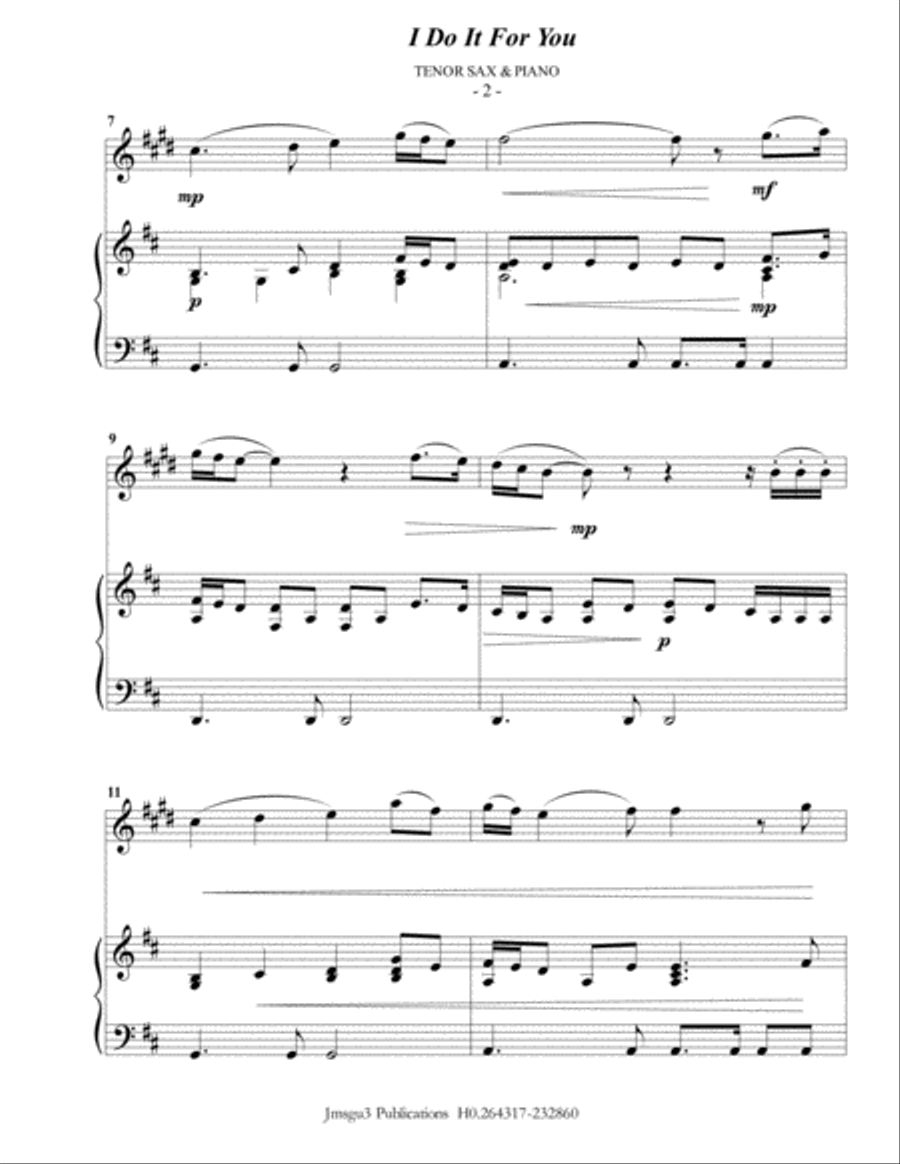 (Everything I Do) I Do It For You Tenor Saxophone scores gallery preview page 2