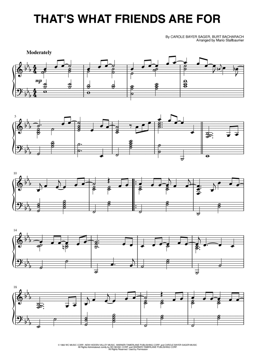 That's What Friends Are For Piano Solo scores gallery preview page 1