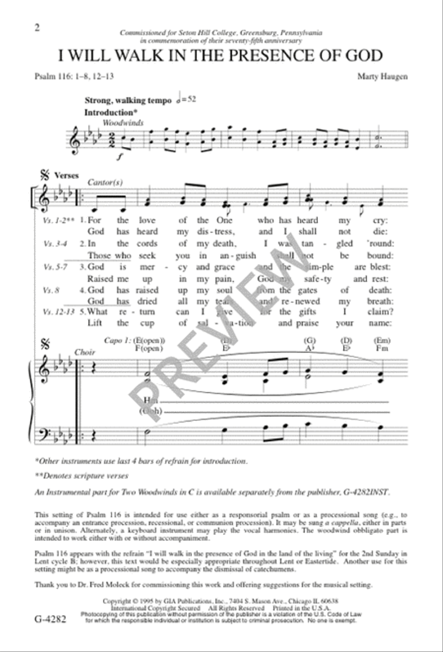 I Will Walk in the Presence of God 3-Part scores gallery preview page 1
