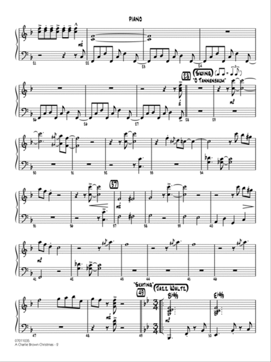 A Charlie Brown Christmas (arr. Paul Murtha) - Piano Jazz Ensemble scores gallery preview page 2