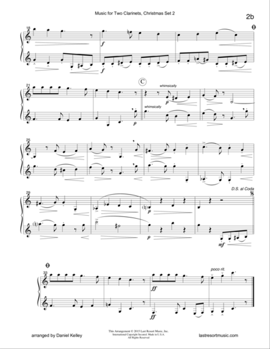 Christmas Duets for Clarinet - Set 2 - Music for Two Clarinets Clarinet Duet scores gallery preview page 5