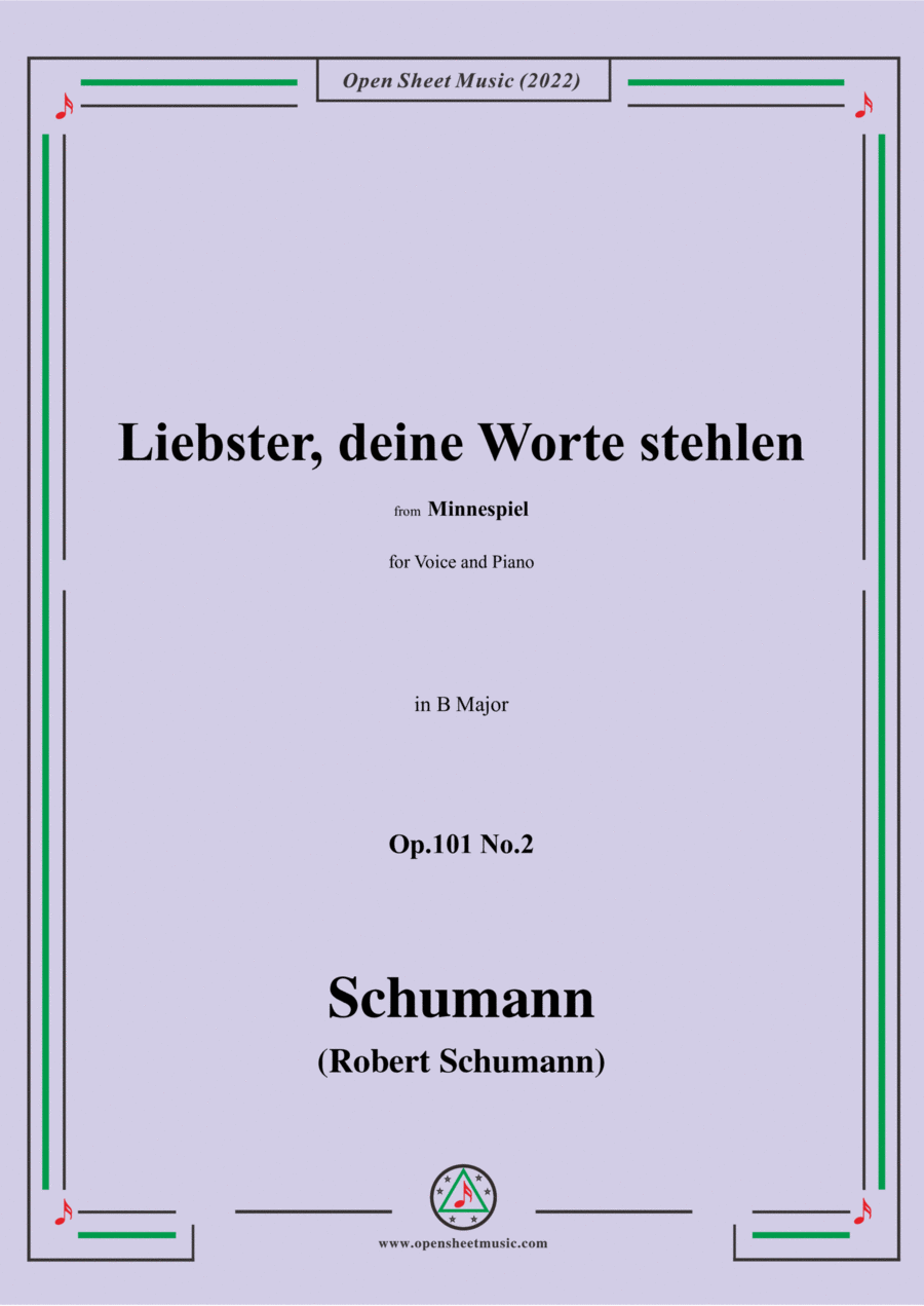 Schumann-Liebster,deine Worte stehlen,Op.101 No.2,in B Major Voice scores gallery preview page 1