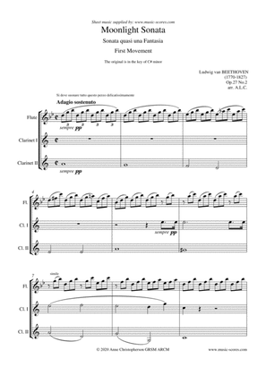 Book cover for Moonlight Sonata - 1st movement - Flute and 2 Clarinets