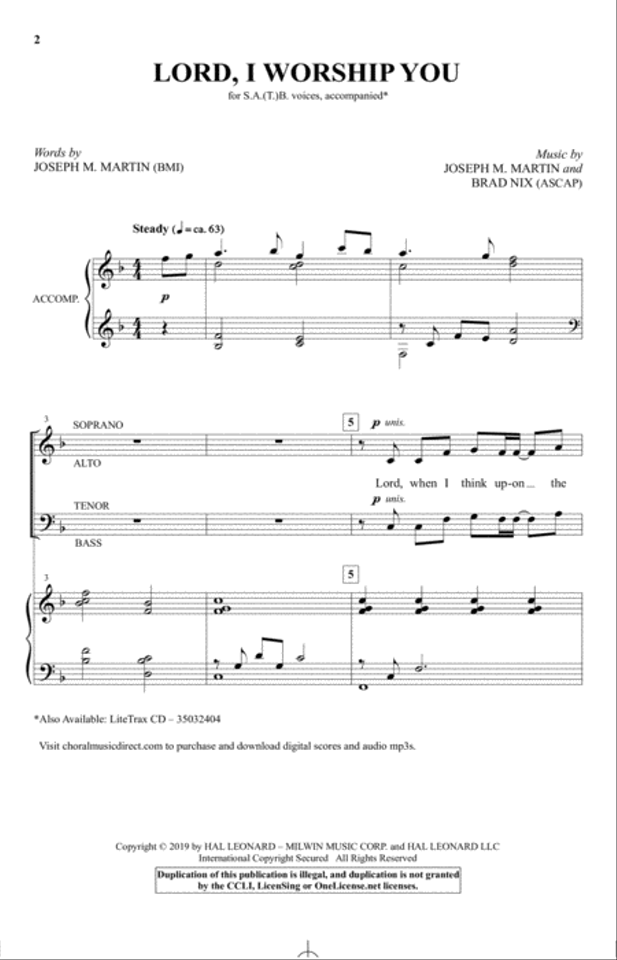 Lord, I Worship You Lord, I Worship You 4-Part scores gallery preview page 1