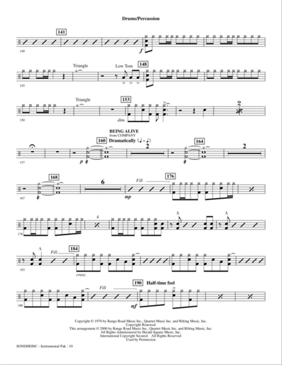Sondheim! A Choral Celebration (Medley) (arr. Mac Huff) - Drums & Percussion Choir scores gallery preview page 9