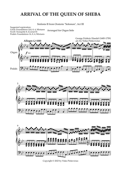 Arrival of the Queen of Sheba (arr. for Organ Solo)