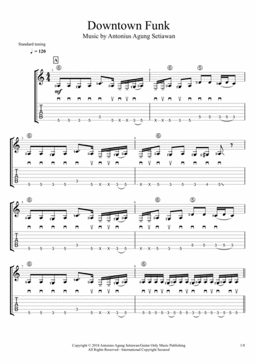 Downtown Funk (Solo Guitar Tablature) image number null