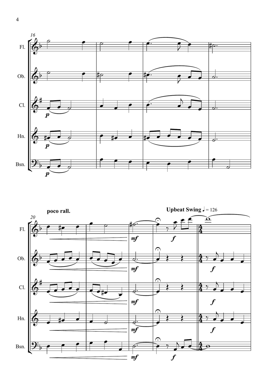 Coventry Carol - Jazz Arrangement - Wind Quintet Woodwind Quintet scores gallery preview page 4