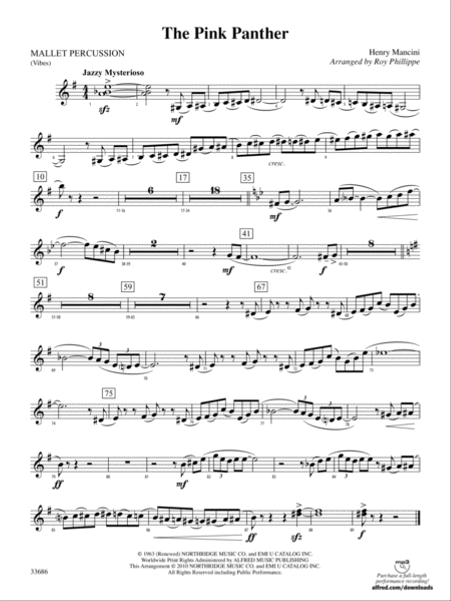 The Pink Panther: Mallets Full Orchestra scores gallery preview page 1