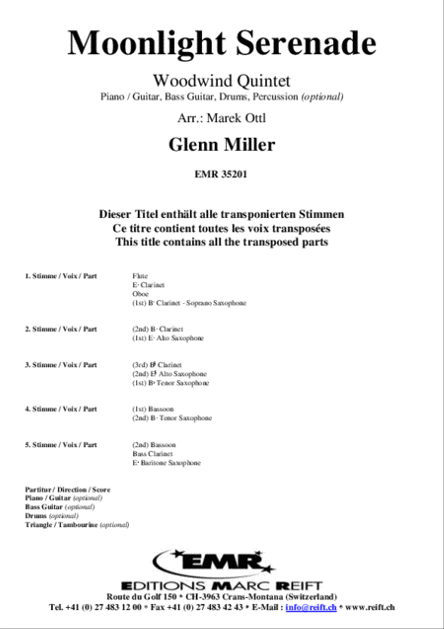 Moonlight Serenade Woodwind Quintet scores gallery preview page 2