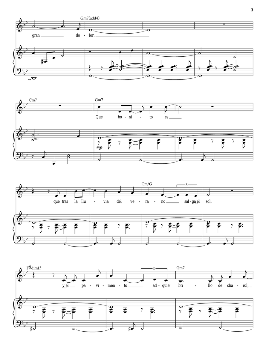 Historia De Amor Piano, Vocal scores gallery preview page 3