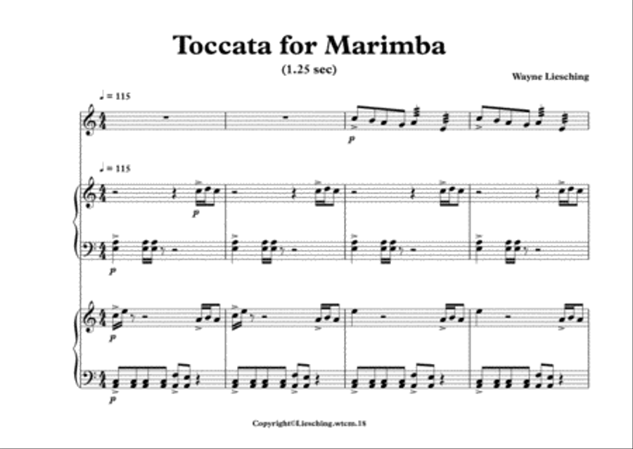 Toccata for Marimba in A minor Percussion Ensemble scores gallery preview page 2