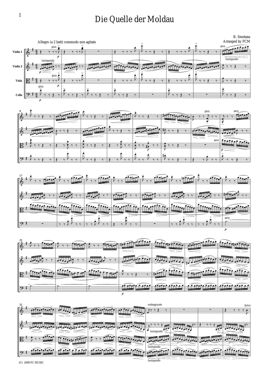 Smetana Die Quelle der Moldau, for string quartet, CS701