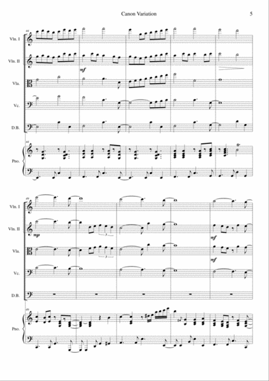 Canon Variation (Jazz Version) Chamber Music scores gallery preview page 5