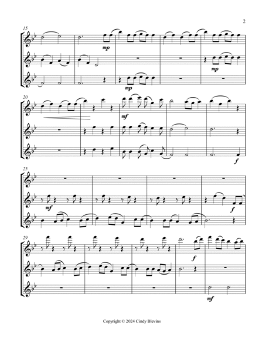 Grandfather's Clock, for Flute, Oboe and Violin Flute scores gallery preview page 3