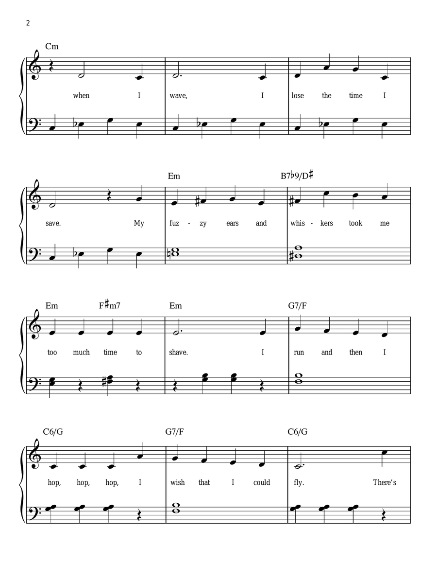 I'm Late (from Alice In Wonderland) Easy Piano scores gallery preview page 2