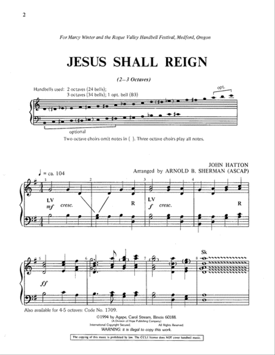 Jesus Shall Reign - 2-3 Octaves 3-Octaves scores gallery preview page 3