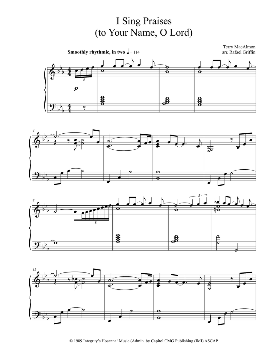 I Sing Praises (to Your Name, O Lord) Piano Solo scores gallery preview page 2