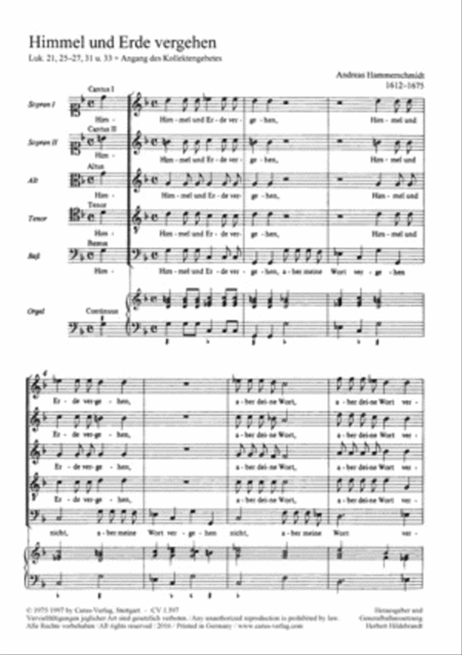 Heaven and earth both shall vanish (Himmel und Erde vergehen) SSATB scores gallery preview page 1