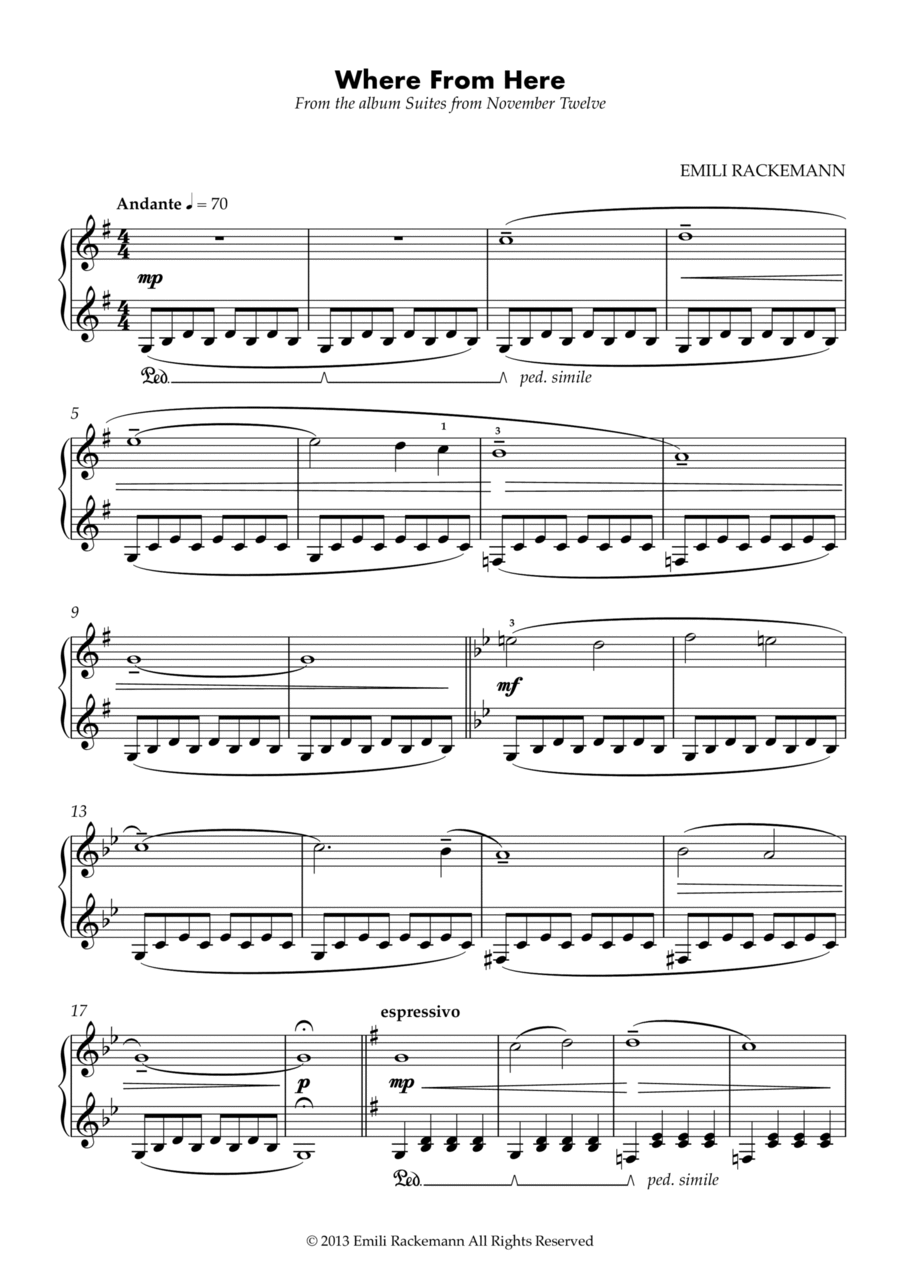 Where From Here Where From Here Piano Solo scores gallery preview page 1