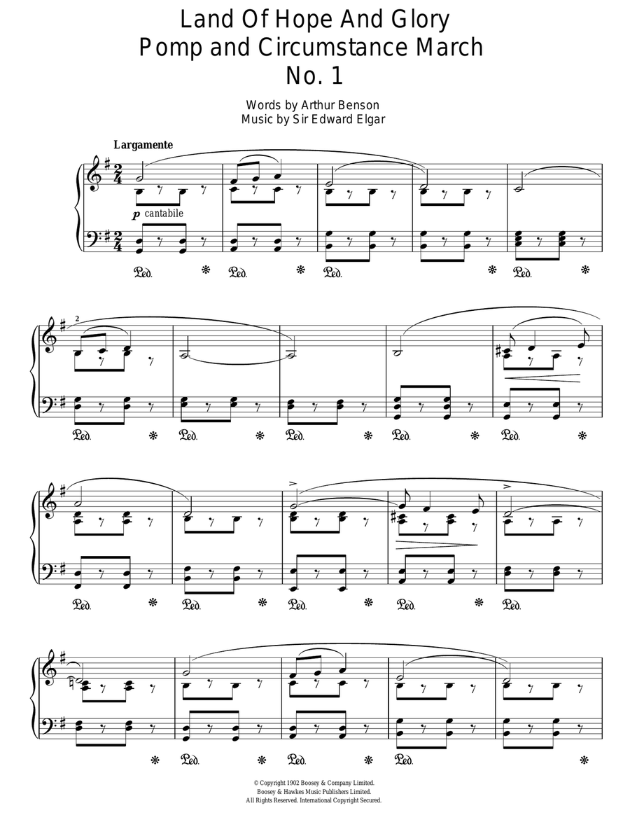 Land Of Hope And Glory (Pomp And Circumstance March No. 1) Piano, Vocal scores gallery preview page 1