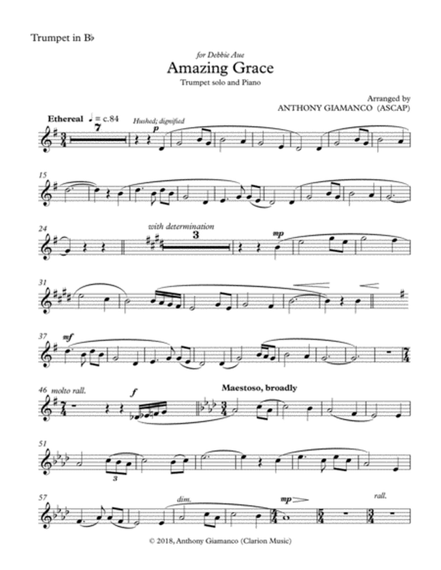 Amazing Grace (trumpet solo and piano) - TRUMPET PART image number null