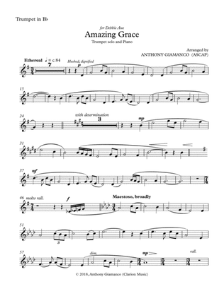 Book cover for Amazing Grace (trumpet solo and piano) - TRUMPET PART