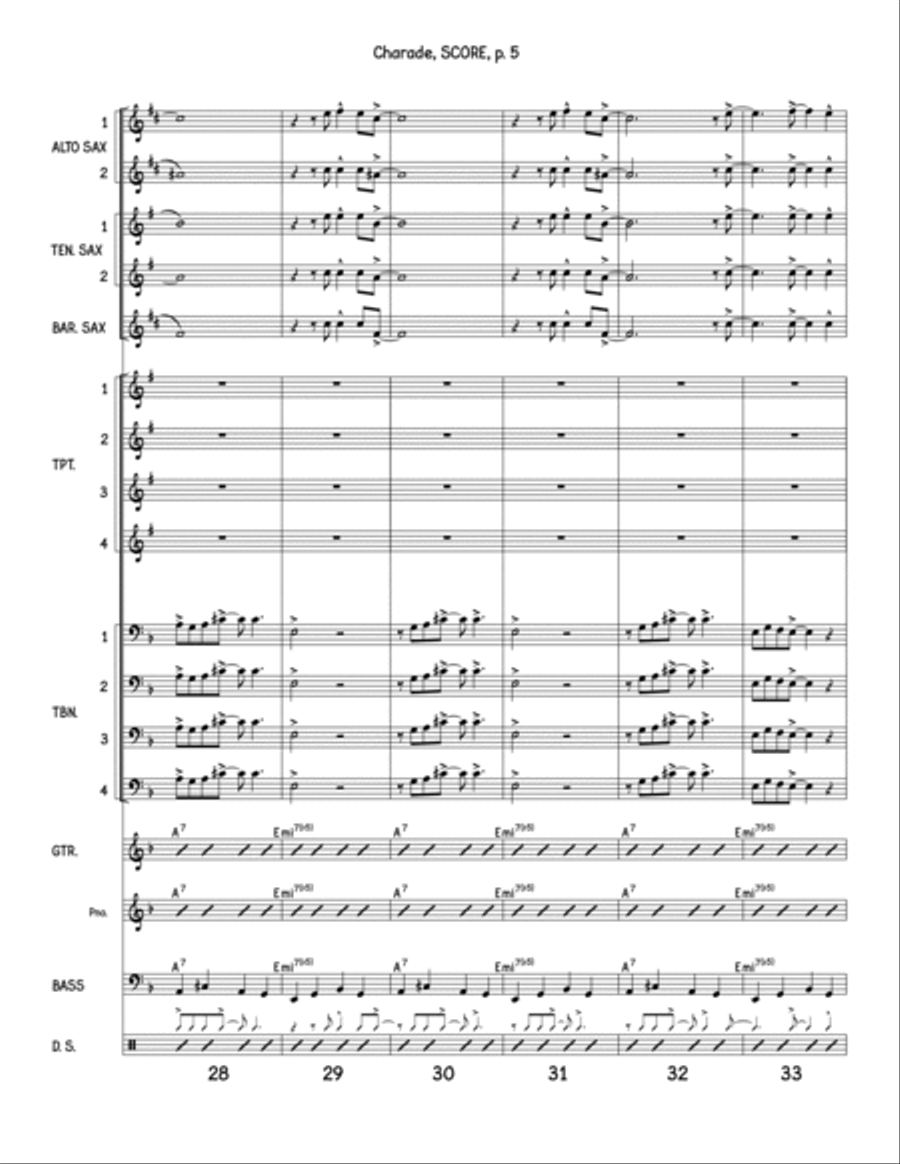 Charade Charade Jazz Ensemble scores gallery preview page 5