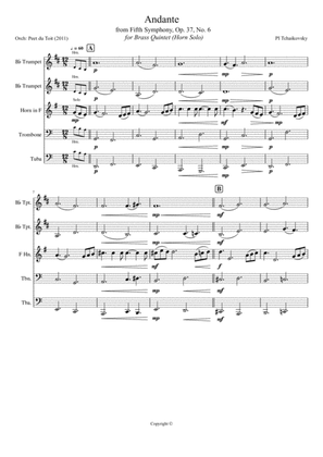 Book cover for Andante from Symphony no.5, Op. 37 No. 6 - PI Tchaikovsky (horn solo)