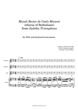 Book cover for Antonio Vivaldi: Mundi rector for SSA and piano, F – minor