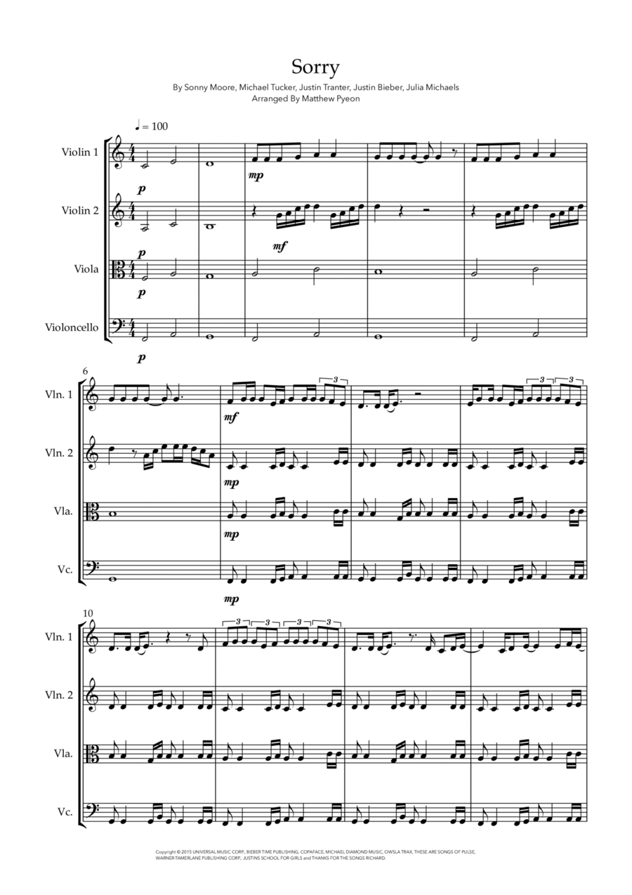 Sorry String Quartet scores gallery preview page 1