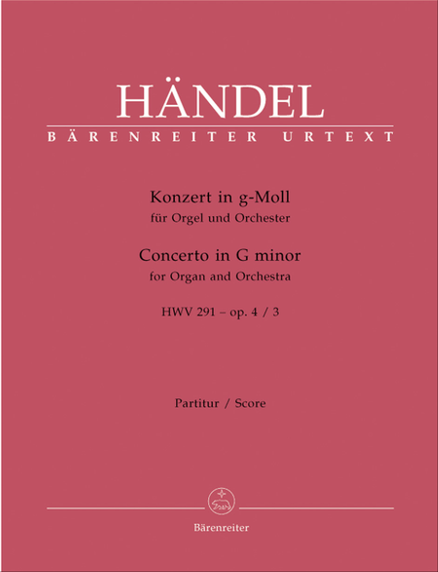 Concerto for Organ and Orchestra g minor, Op. 4/3 HWV 291 Orchestra scores gallery preview page 1