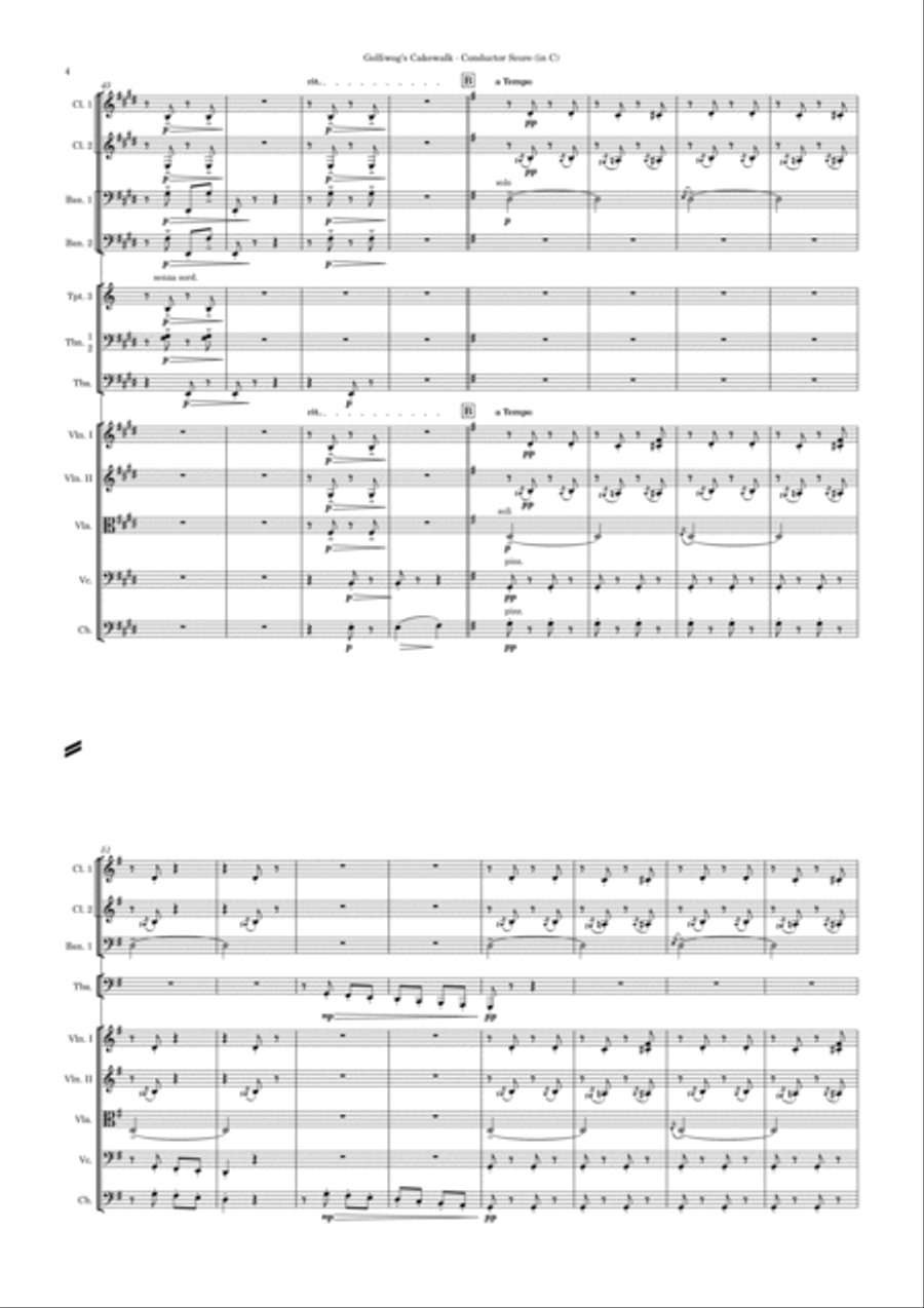 Golliwog's Cakewalk (Standard Orchestra) – Score and Parts – Transposed to E Full Orchestra scores gallery preview page 6