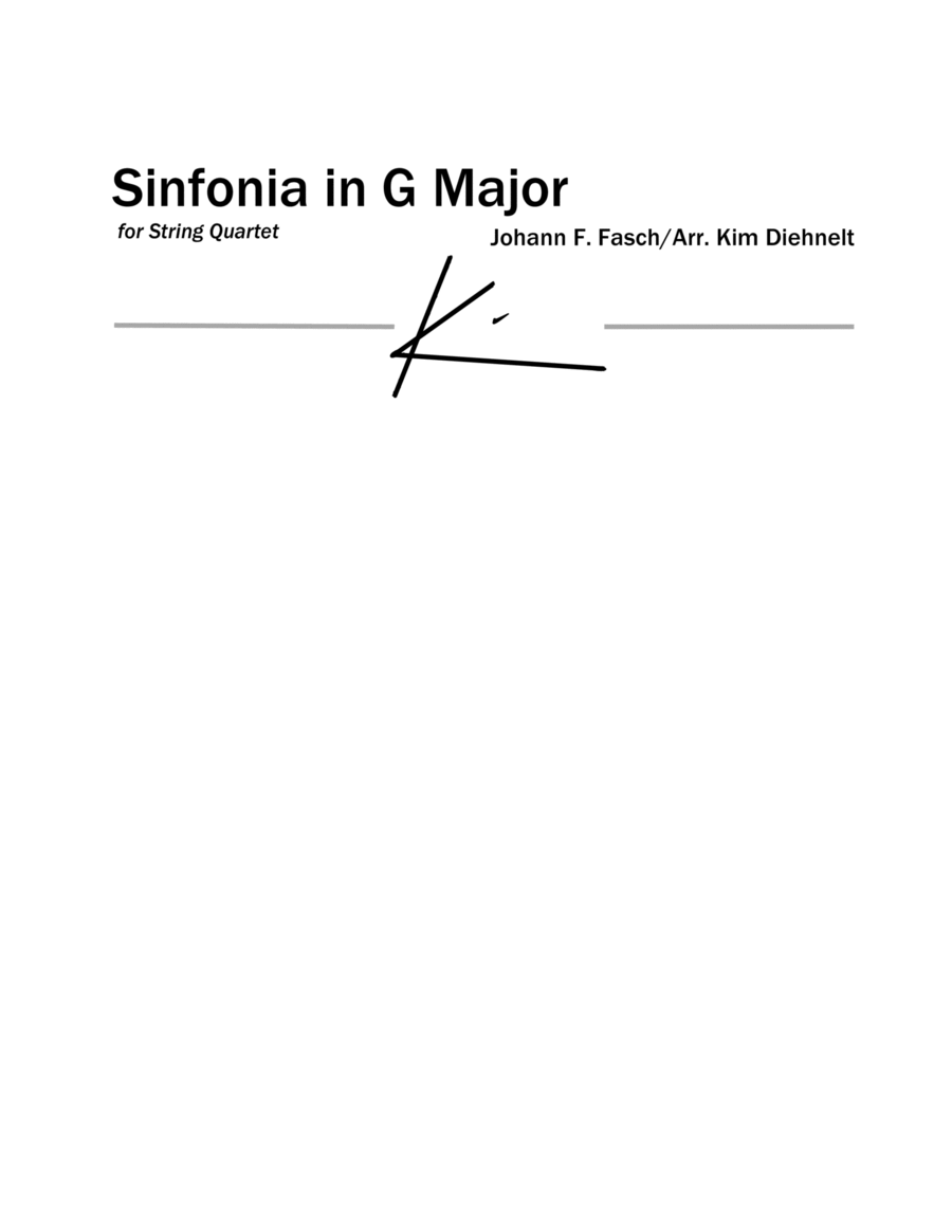 Fasch: Sinfonia in G Major (Arr. Diehnelt, for String Quartet) image number null